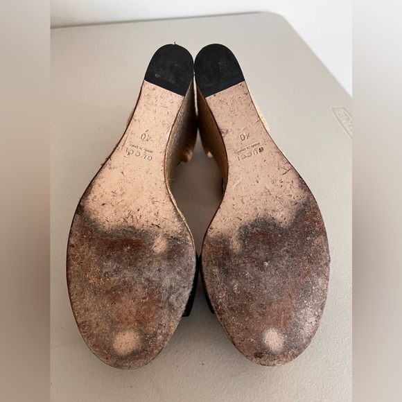 Gucci Horsebit  Suede Wedge Espadrille Platform Wedge Black Suede Sandals S 40 - Picture 9 of 10